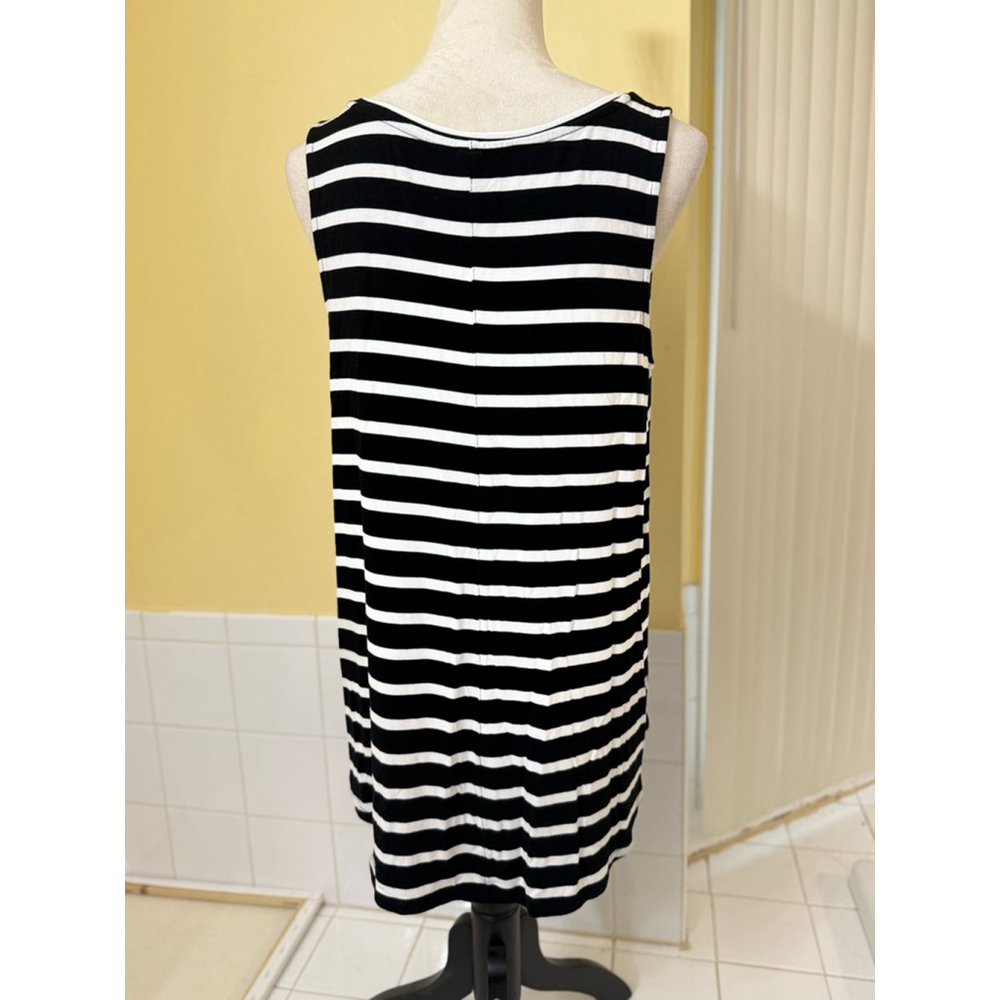 Women's Old Navy Tank Top Size L Black White Striped Sleeveless